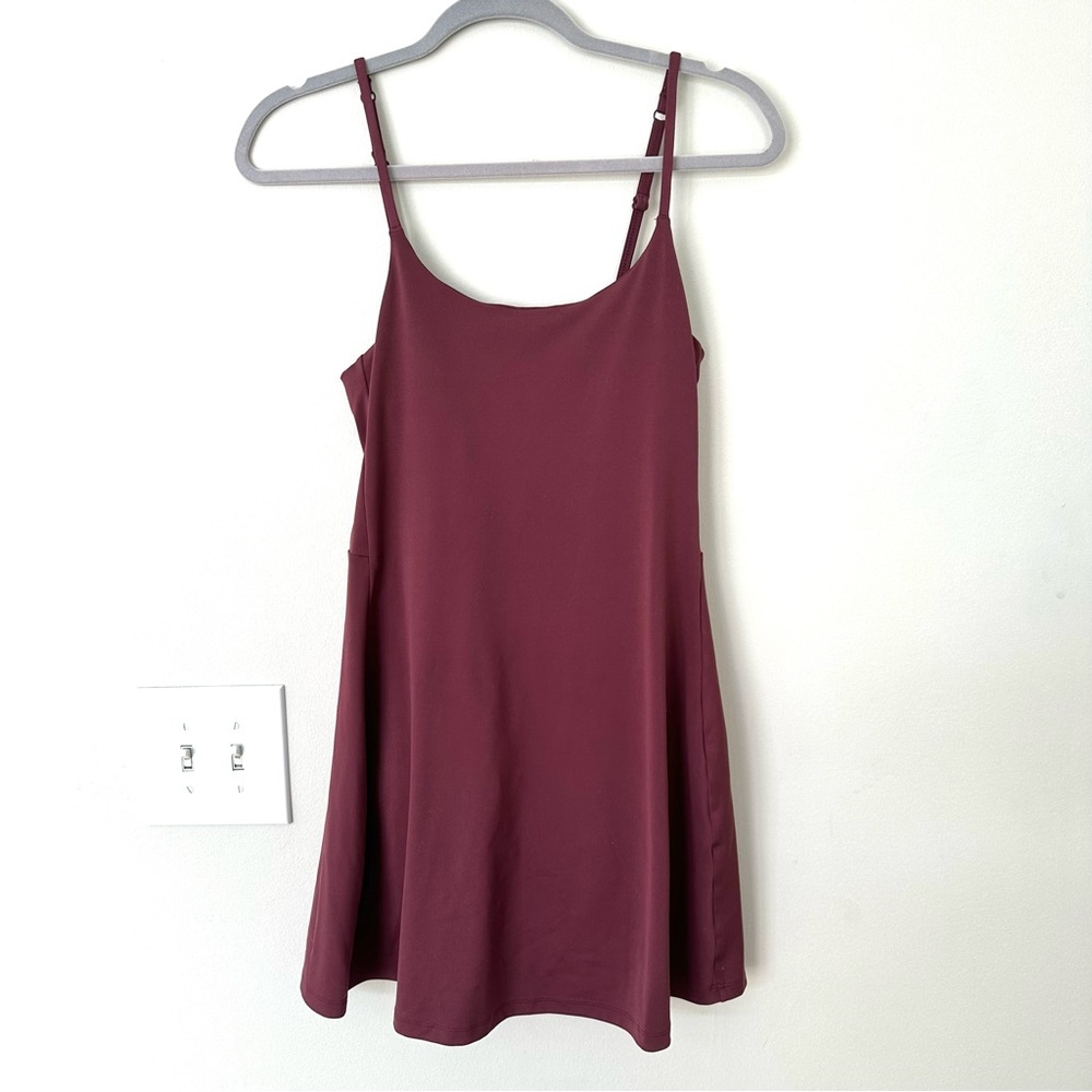 Girlfriend Collective Juliette Strappy Dress Medium Burgundy Color